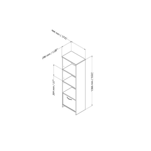 3-Shelf Bookcase with Bottom Door Storage Space in Chocolate - Image 3