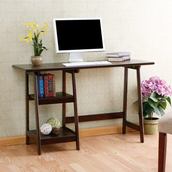 Espresso Finish Wood Home Office Laptop Computer Desk - Image 2