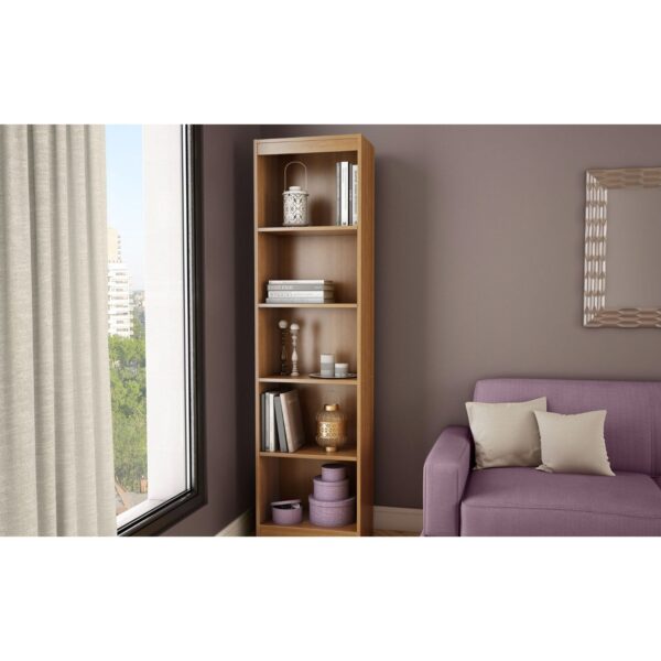 Modern Narrow Bookcase with 5-Shelves in Morgan Cherry Finish - Image 2