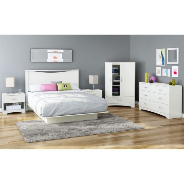 2-Door Armoire Wardrobe Cabinet with Bottom Storage Drawer in White Wood Finish - Image 2