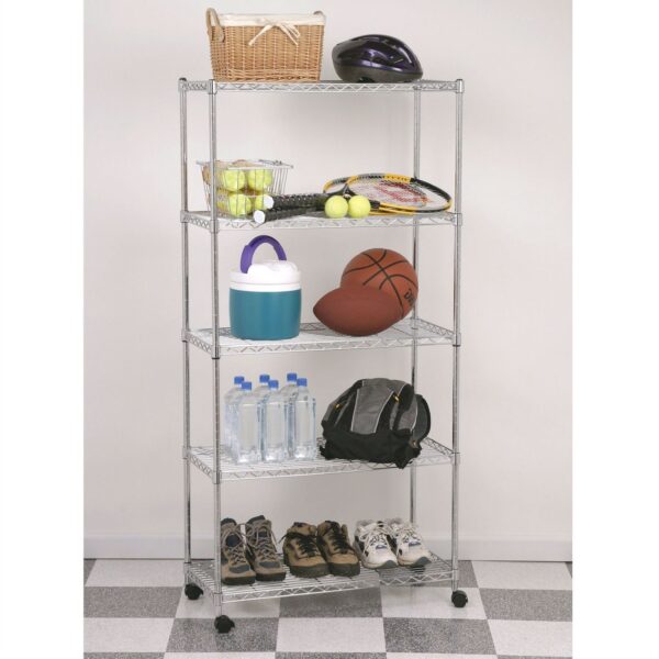 5-Shelf Storage Shelving Unit with Removable Locking Casters Wheels - Image 2