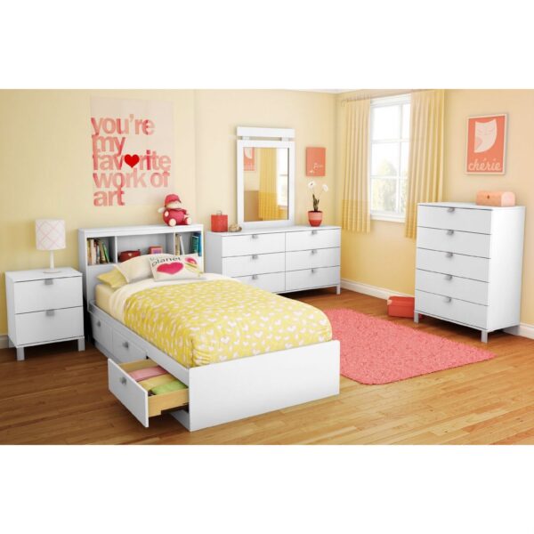 Twin size White Platform Bed for Kids Teens Adults with 3 Storage Drawers - Image 2