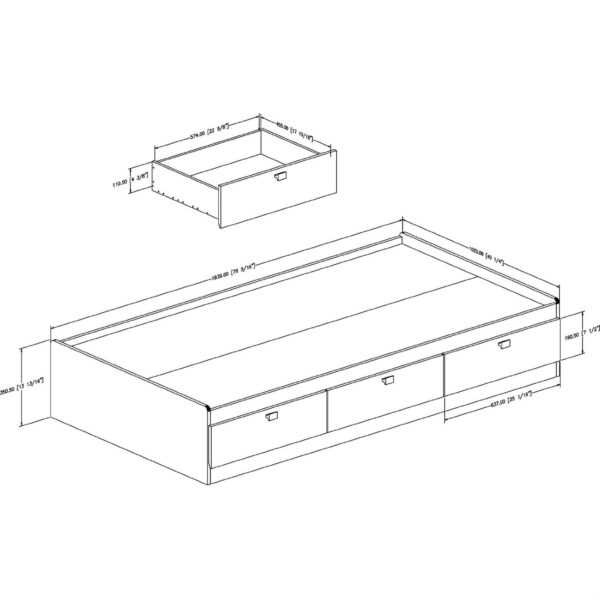 Twin size White Platform Bed for Kids Teens Adults with 3 Storage Drawers - Image 3