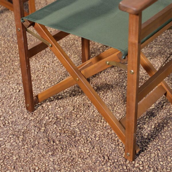 Set of 2 - Outdoor Patio Seating Directors Chair with Forest Green Fabric Seat - Image 3