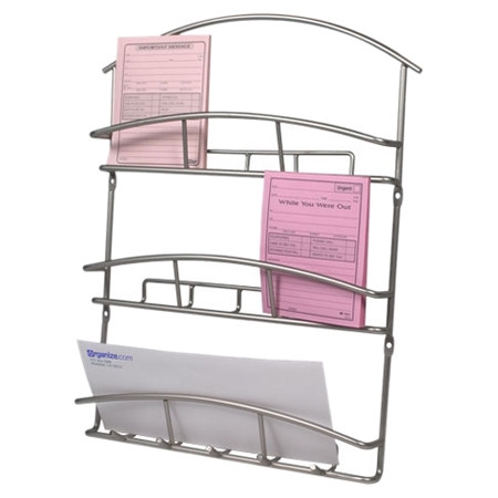Metal Wall Mounted Letter Holder Mail Sorter Organizer in Satin Nickel