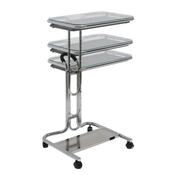 Mobile Laptop Computer Desk Cart with Black Glass Top - Image 2