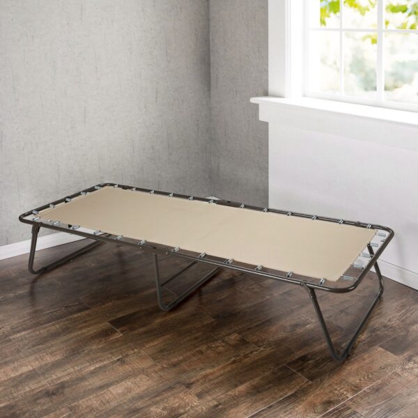 Folding Black Metal Guest Bed Frame with Mattress 31 x 75 inch - Image 2