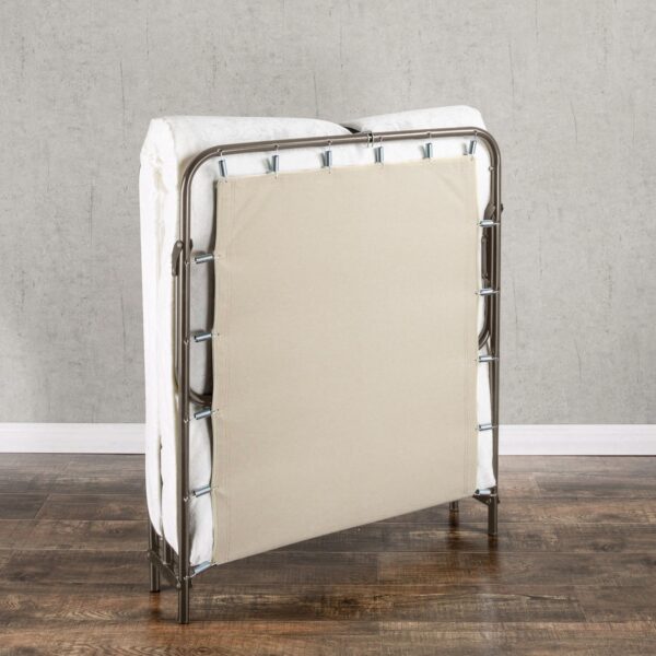 Folding Black Metal Guest Bed Frame with Mattress 31 x 75 inch - Image 3