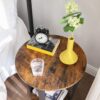 Farmhouse Rustic Round Side Table Nightstand End Table - Image 4