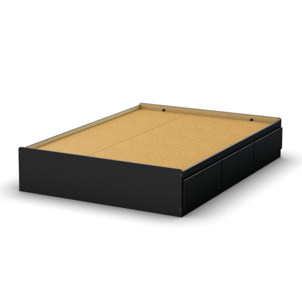 Full size Modern Platform Bed with 3 Storage Drawers in Black - Image 2