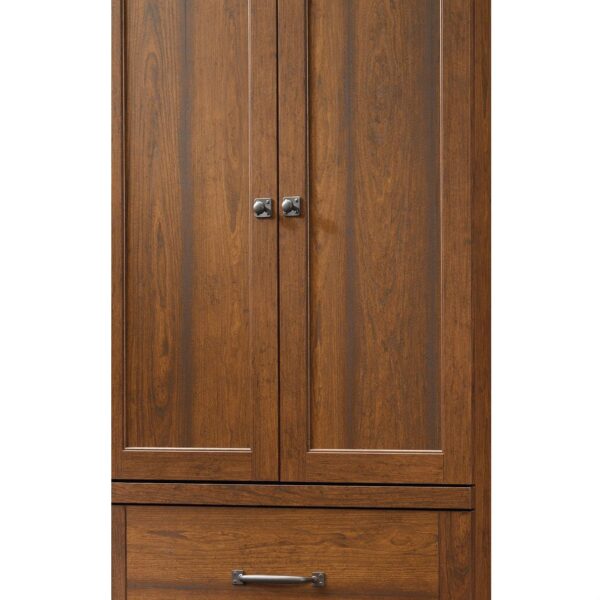 Bedroom Wardrobe Cabinet Storage Armoire in Medium Brown Cherry Wood Finish - Image 2