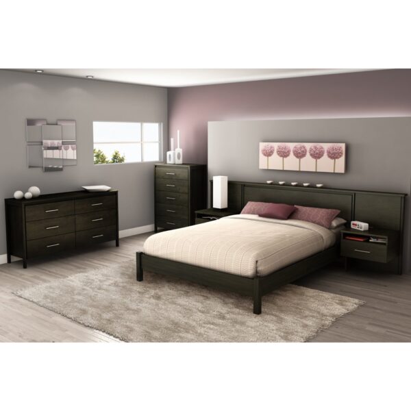 Queen size Modern Platform Bed Frame in Black Ebony Finish - Image 3