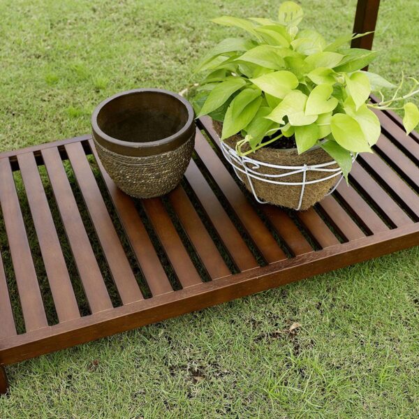 Outdoor Solid Wood Potting Bench Work Table with Galvanized Metal Top - Image 5