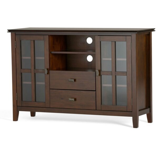 Medium Brown Wood Tall TV Stand for TV's up to 60-inch - Image 2