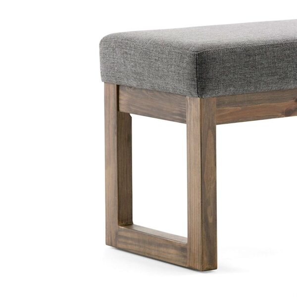 Modern Wood Frame Accent Bench Ottoman with Grey Upholstered Fabric Seat - Image 2
