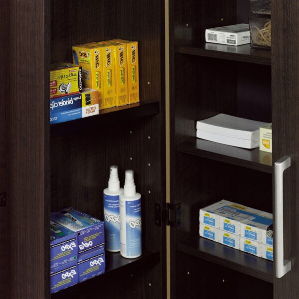 Multi-Purpose Living Room Kitchen Cupboard Storage Cabinet Armoire in Brown - Image 5
