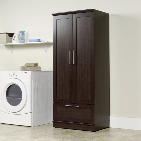 Bedroom Wardrobe Armoire Cabinet in Dark Brown Oak Wood Finish - Image 3