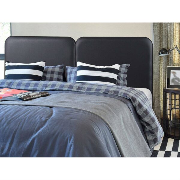 Full size Memory Foam Padded Steel Frame Black Faux Leather Headboard - Image 2