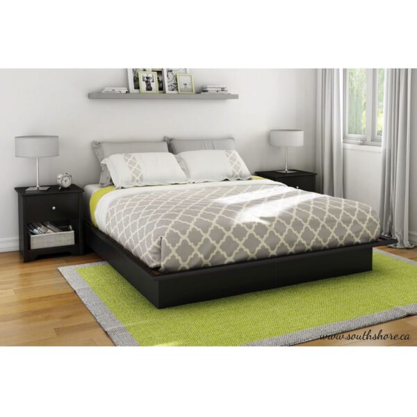 King size Modern Platform Bed Frame in Black Wood Finish - Image 2