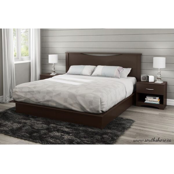 King size Modern Platform Bed with 2 Storage Drawers in Chocolate - Image 3