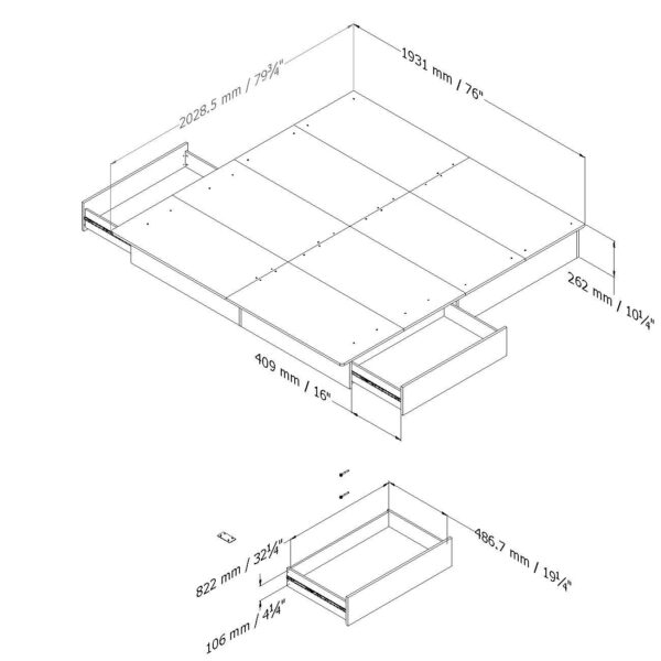 King size Modern Platform Bed with 2 Storage Drawers in Chocolate - Image 4