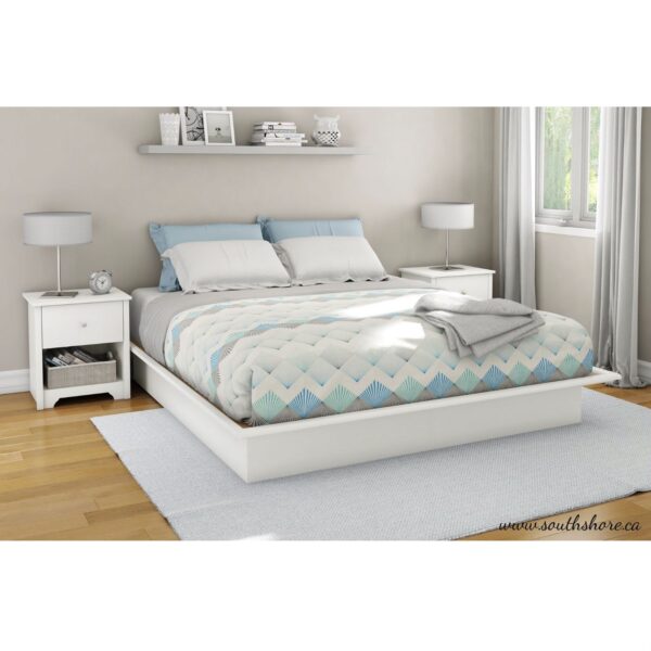 King size Contemporary Platform Bed Frame in White Finish - Image 2
