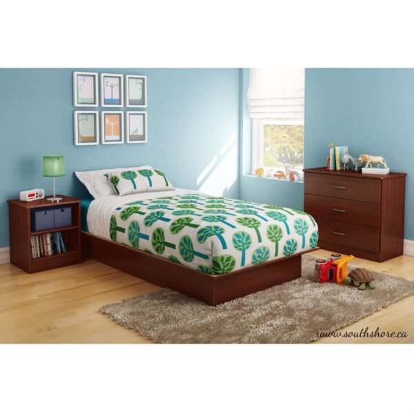 Twin size Platform Bed Frame in Royal Cherry Wood Finish - Image 2