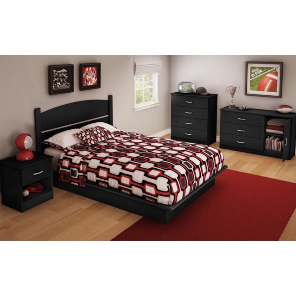 Modern 3-Drawer Dresser Wardrobe Chest with Storage Shelf in Black - Image 2