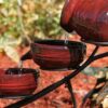 Red Ceramic 5-Tier Hand Painted Outdoor Bird Bath Fountain with Solar Pump - Image 2