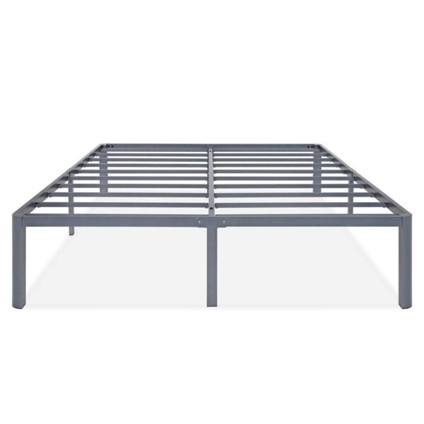 Queen Heavy Duty Grey Metal Platform Bed Frame with Round Corners - Image 2