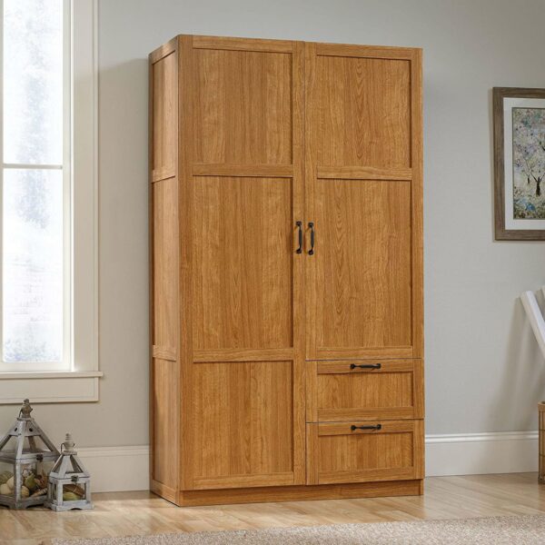 Bedroom Wardrobe Cabinet Storage Closet Organizer in Medium Oak Finish - Image 2