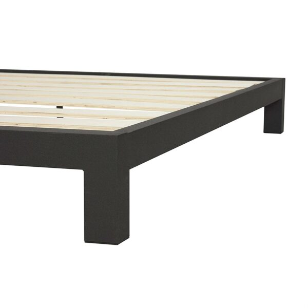 Twin Black Metal Platform Bed Frame with Wide Wood Slats - Image 2