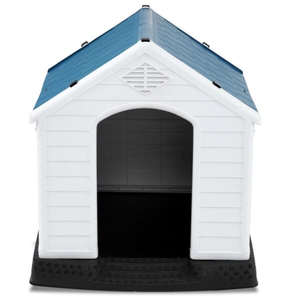 Small Outdoor Heavy Duty Blue and White Plastic Dog House - Image 2