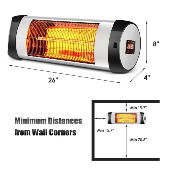 1,500 Watt 3 Mode Wall-Mounted Electric Infrared Heater with Remote Control - Image 2