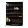 Contemporary 6-Shelf Bookcase Multimedia Storage Rack Tower in Brown Finish - Image 2
