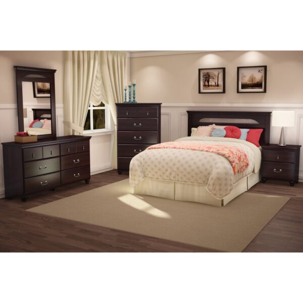 Dark Mahogany Wood Grain Finish Bedroom Dresser with 6 Drawers - Image 2