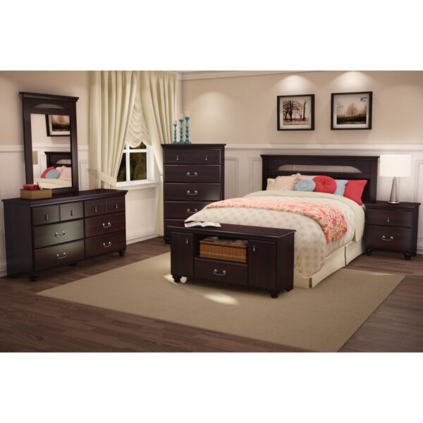 Dark Mahogany Wood Grain Finish Bedroom Dresser with 6 Drawers - Image 3