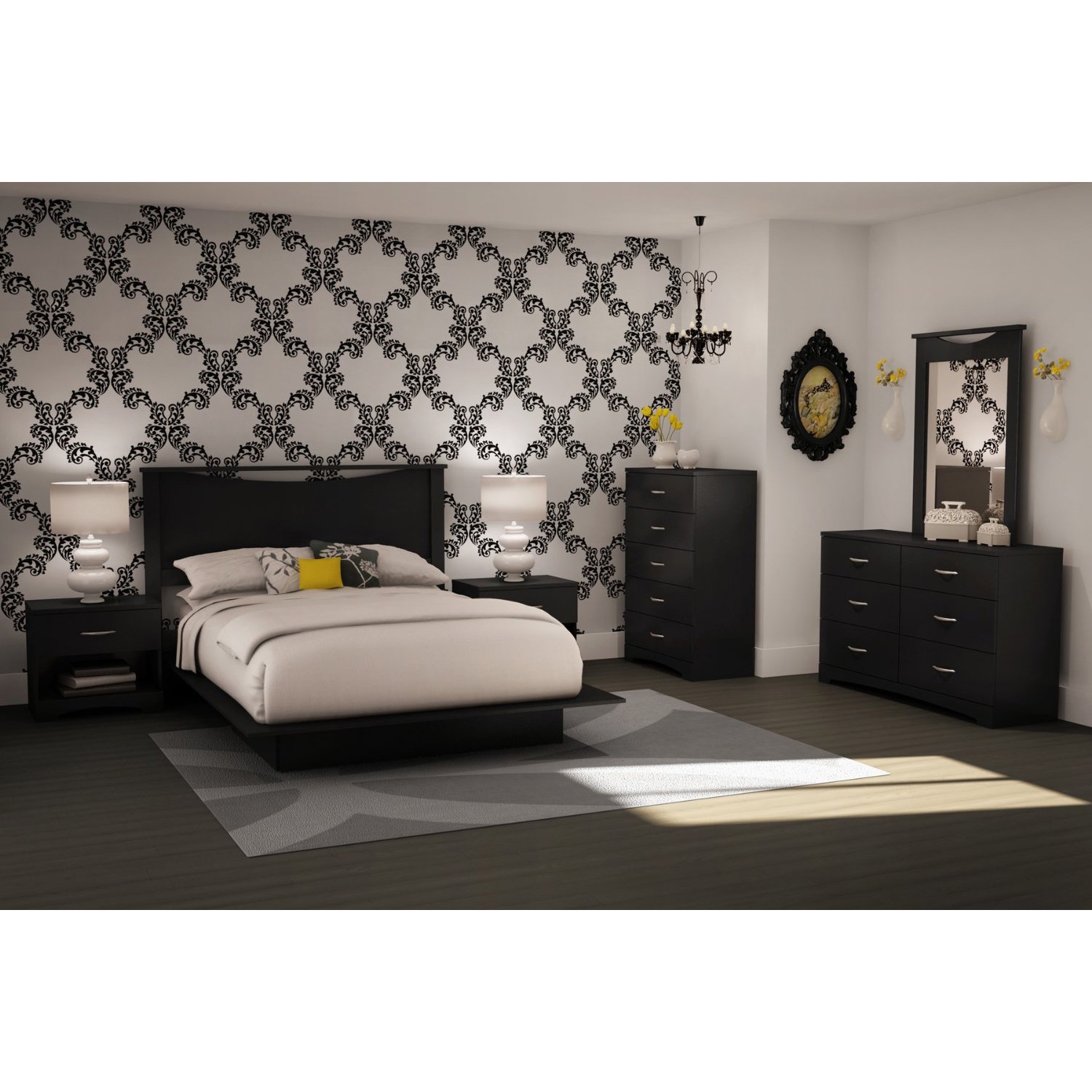 6-Drawer Dresser for Contemporary Bedroom in Black Finish - Image 2
