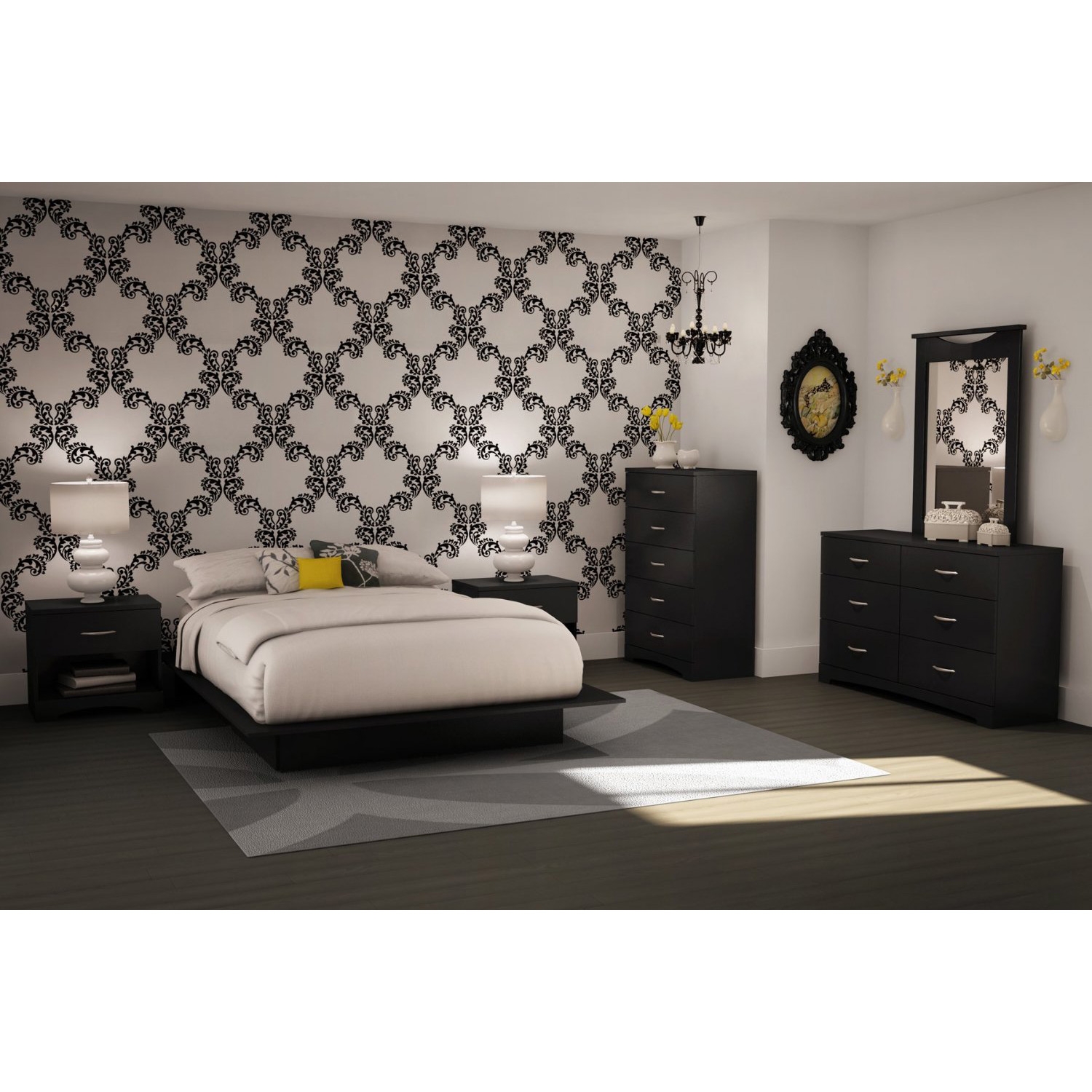 6-Drawer Dresser for Contemporary Bedroom in Black Finish - Image 3