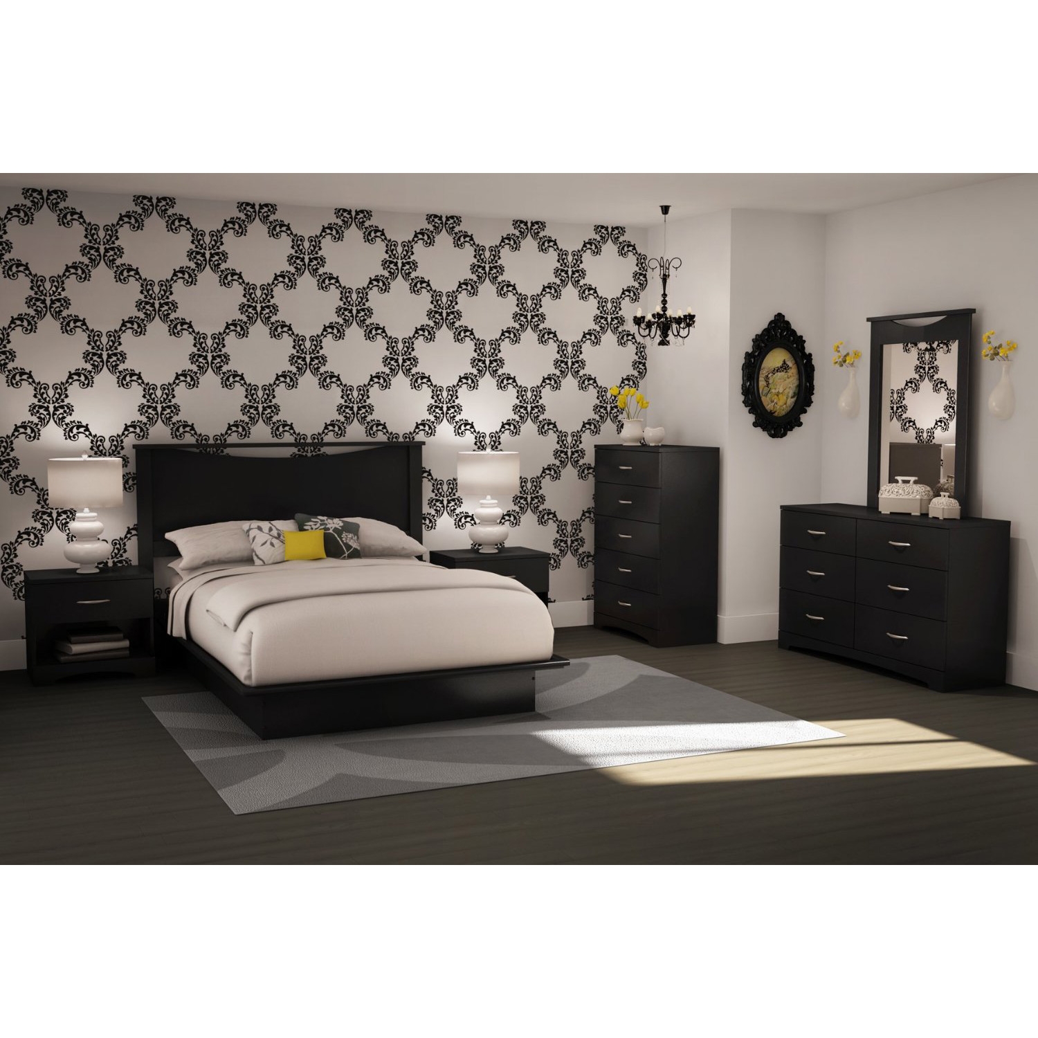 6-Drawer Dresser for Contemporary Bedroom in Black Finish - Image 5