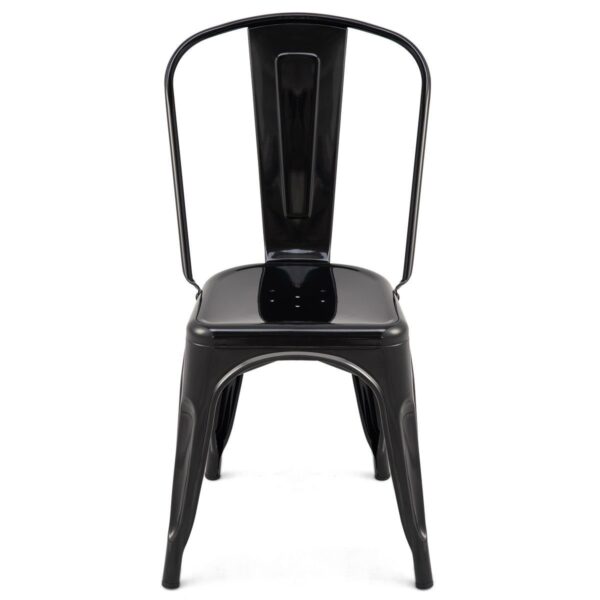 Set of 4 Indoor Outdoor Black Metal Stacking Bistro Dining Chairs - Image 3