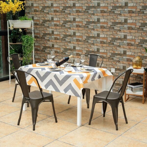 Set of 4 Indoor Outdoor Black Metal Stacking Bistro Dining Chairs - Image 5