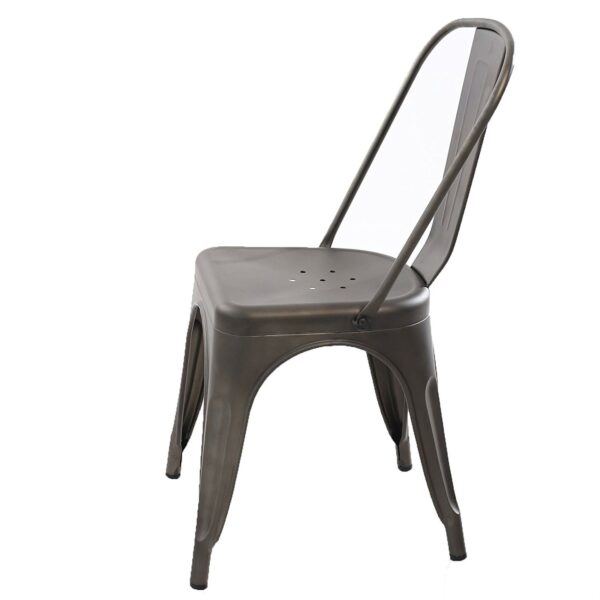 Set of 4 - Modern Classic Cafe Bistro Dining Side Chair in Bronze Metal Finish - Image 3