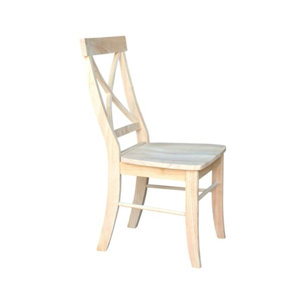 Set of 2 - Unfinished Wood Dining Chairs with X-Back Seat Backrest - Image 2