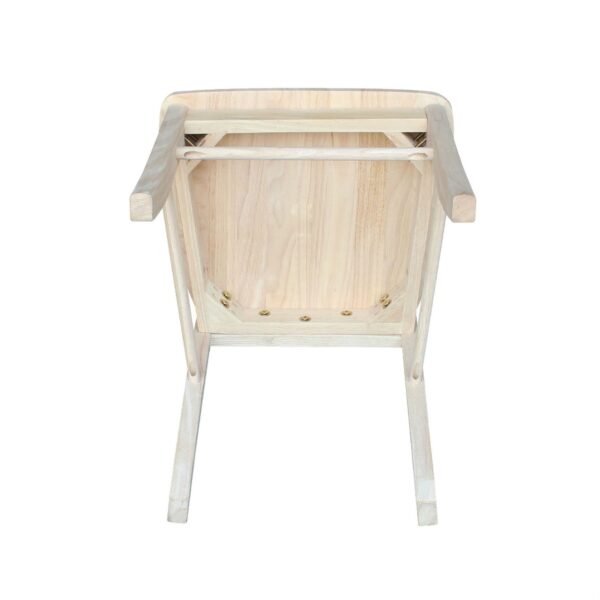 Set of 2 - Unfinished Wood Dining Chairs with X-Back Seat Backrest - Image 4