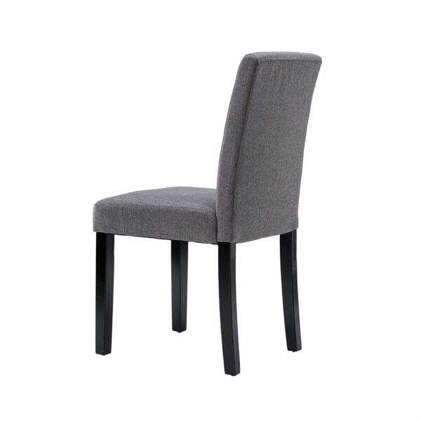 Set of 2 - Grey Fabric Dining Chairs with Black Wood Legs - Image 2
