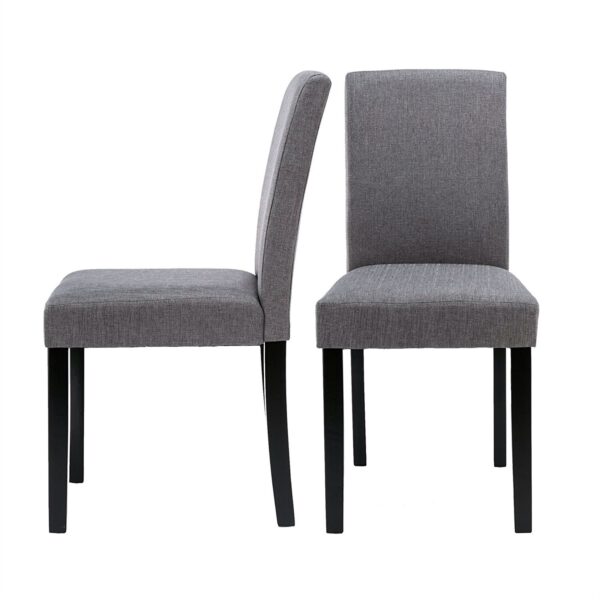 Set of 2 - Grey Fabric Dining Chairs with Black Wood Legs - Image 3