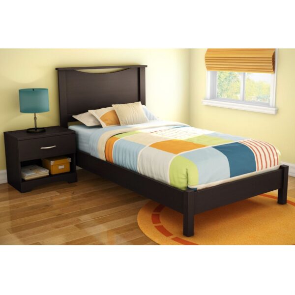 Twin size Modern Platform Bed Frame in Chocolate Brown Finish - Image 4