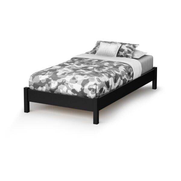 Twin size Contemporary Platform Bed Frame in Black Wood Finish - Image 2