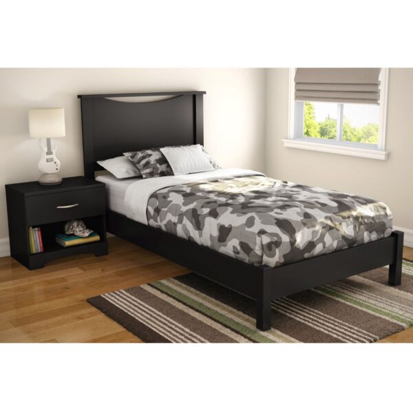 Twin size Contemporary Platform Bed Frame in Black Wood Finish - Image 3